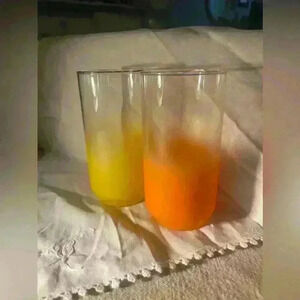 Citrus Blendo  Style Glass Libbey Satin Tumblers (2)